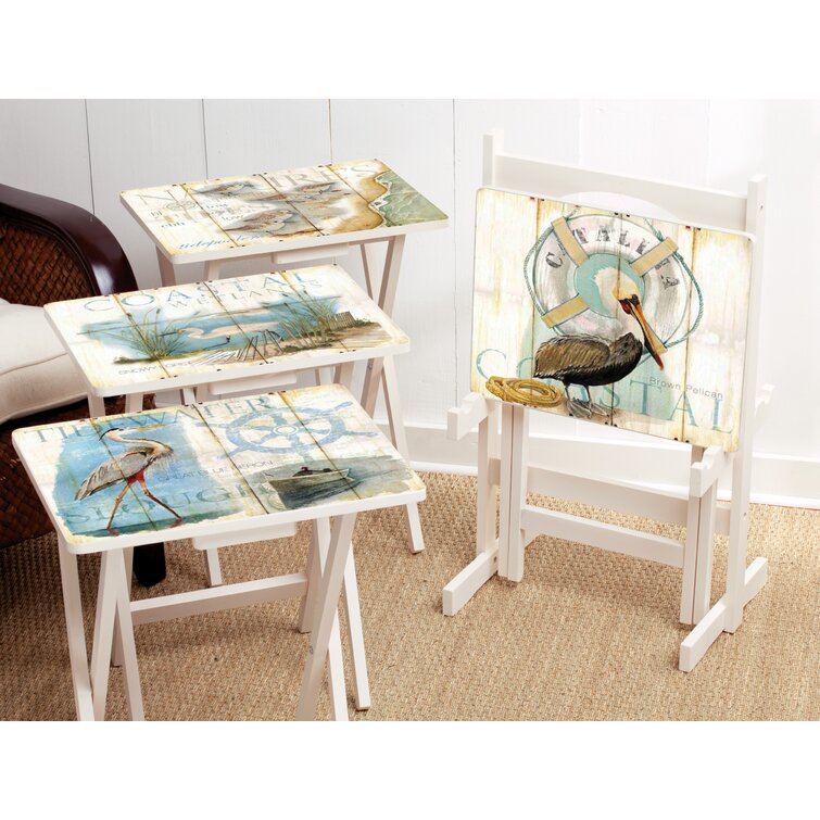 Evergreen Enterprises Inc Shore Birds Wood TV Tray Table Set with